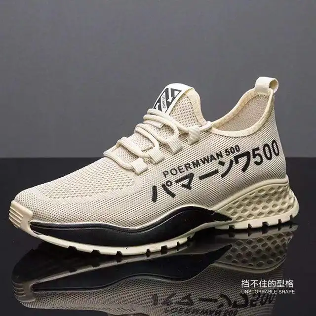 Hot Sale Light Running Shoes Comfortable Casual Men's Sneaker Breathable Non-slip Wear-resistant Outdoor Walking Men Sport Shoes Beige C