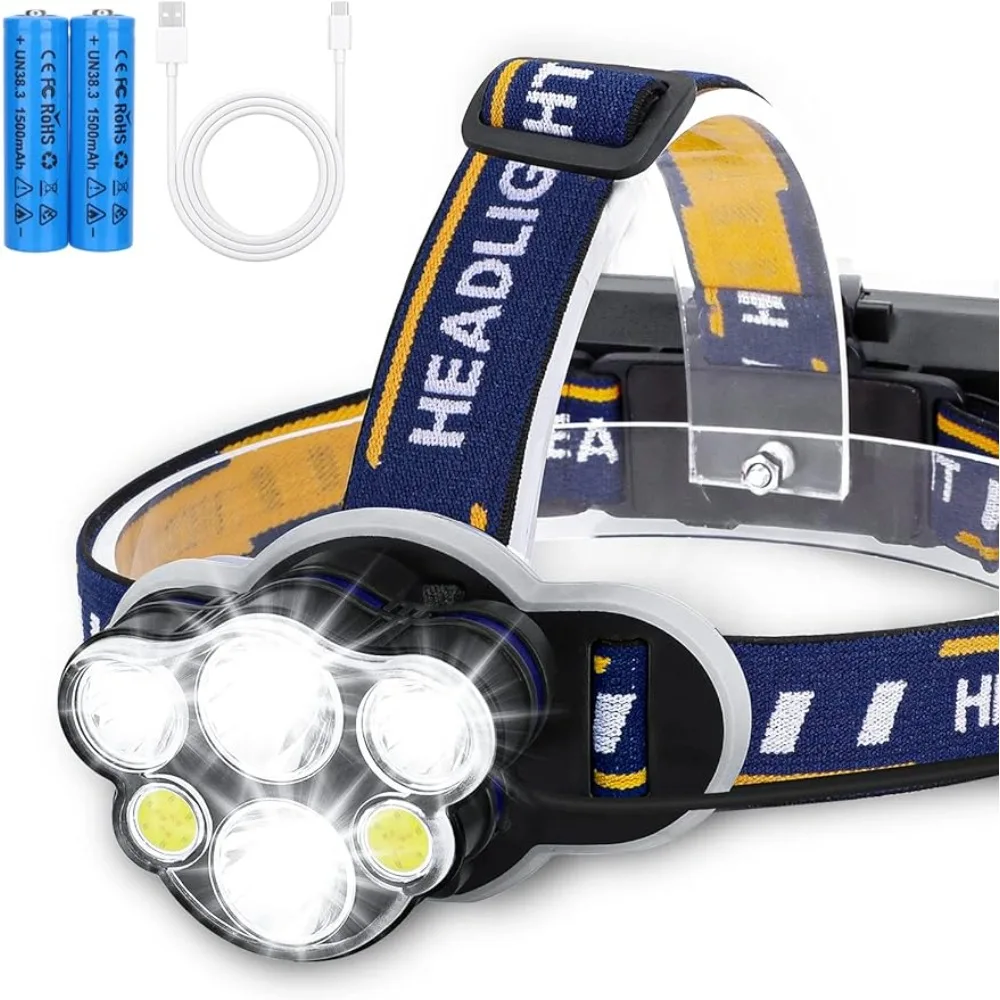 

6 LED 8 Modes High Lumen Headlamp Usb Rechargeable Bright Cob Headlight Waterproof Front Head Lamp Camping Front Head Flashlight