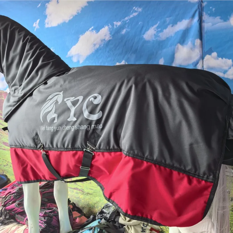 Winter horse clothing with cotton and warm Oxford fabric, waterproof and windproof, detachable, enlarged neck protection
