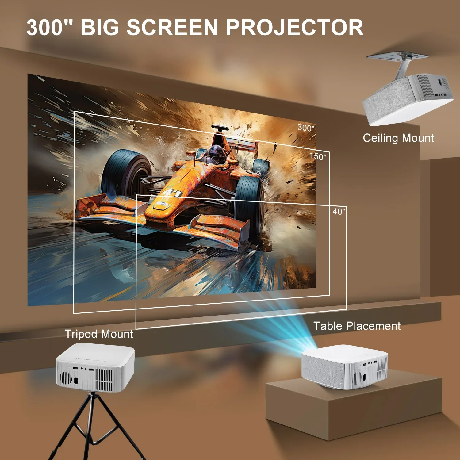 Salange 공식 Netflix 프로젝터 네이티브 1080P 4K 프로젝터 안드로이드 13, WiFi Bluetooth 5.2 전자 초점 및 자동 보정