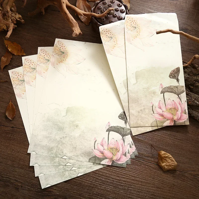 2/6pcs vintage envelopes with letter pads postcard wedding party invitation card letter paper cover stationery office supplies kraft paper envelopes mailing envelopes mini envelopes window envelopes