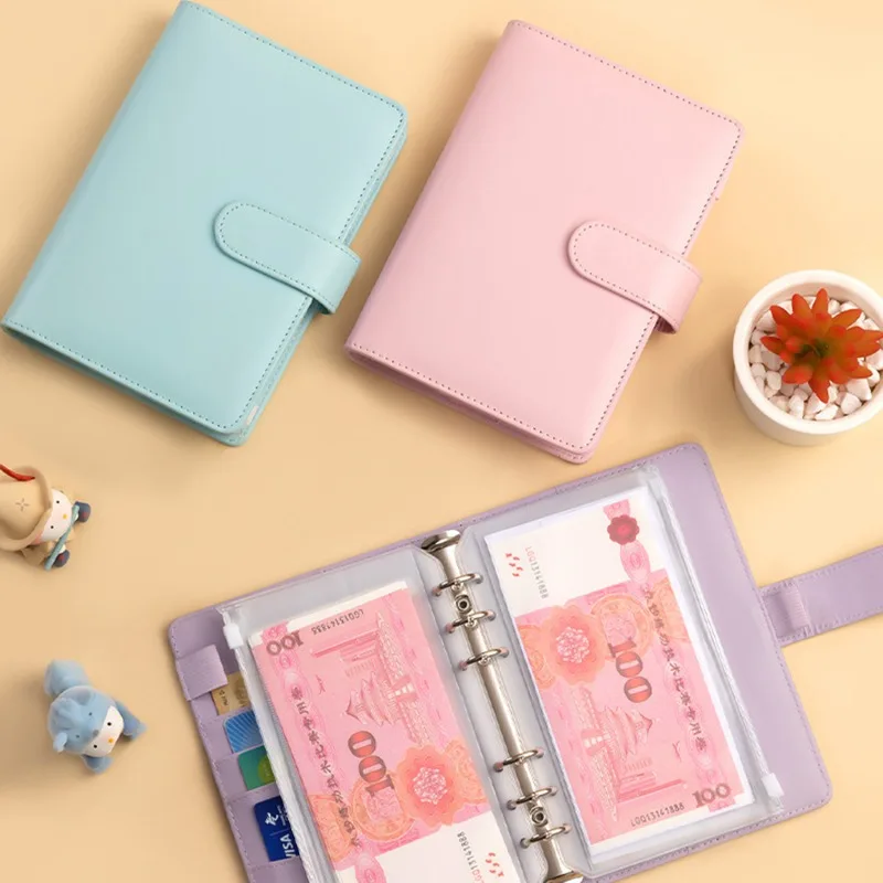 PU-Leder-Budgetordner mit Geldumschlägen, Taschen, Reißverschluss, kleiner französischer Budgetbeutel-Ordner zum Geldsparen, A6-Planer-Organizer – Detail 4