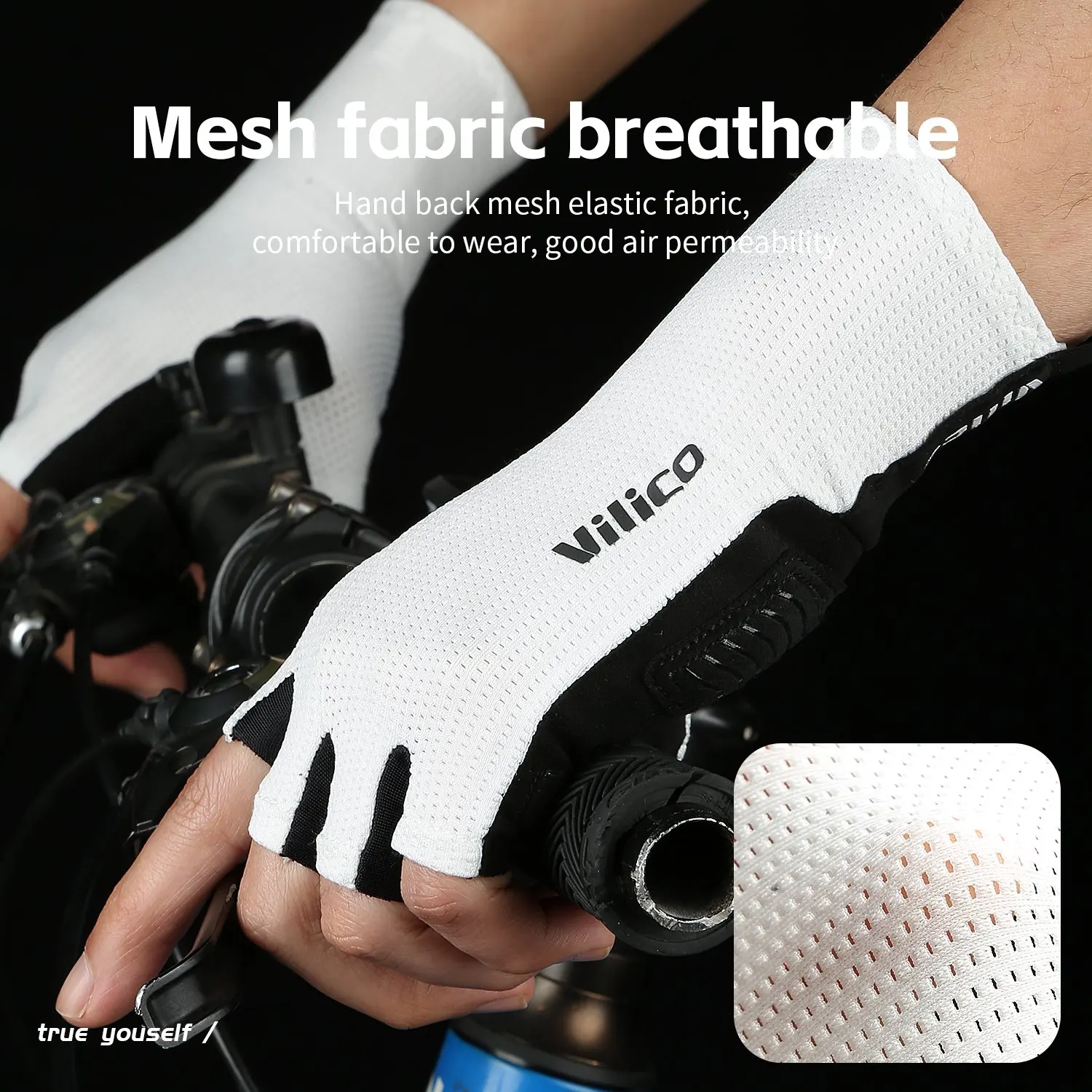 Short Cycling Gloves Fingerless Gloves Anti-slip Bicycle Lycra Fabric Half Finger Mitten for Mtb Road Bike Sports Racing