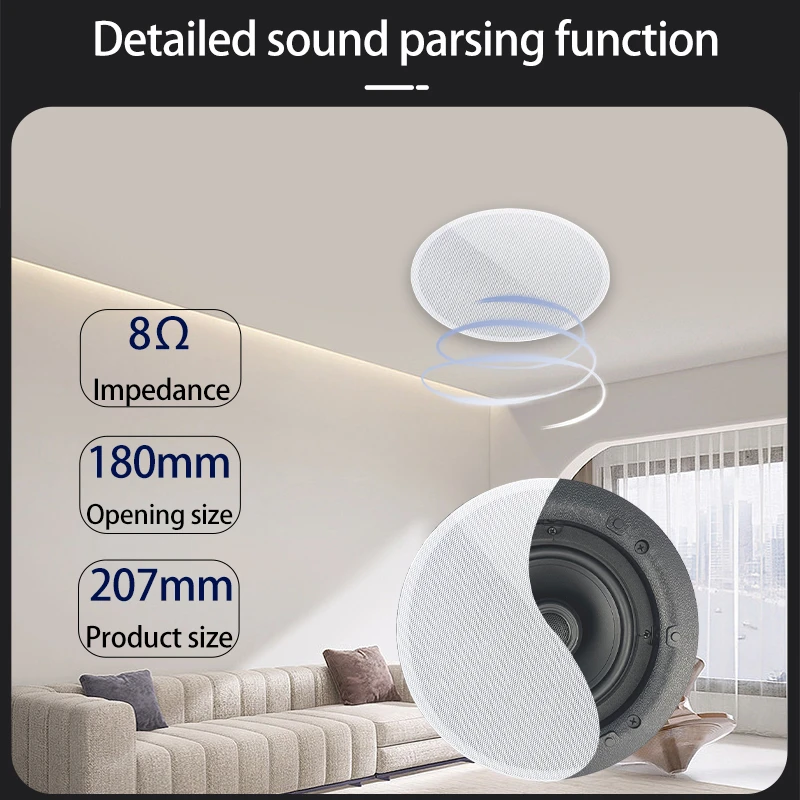 SUMWEE 5.25 Inch 30 Watts Ceiling Speakers Flush Mount Passive Perfect For Office Kitchen Living Room Bathroom 8Ω Speakers 3