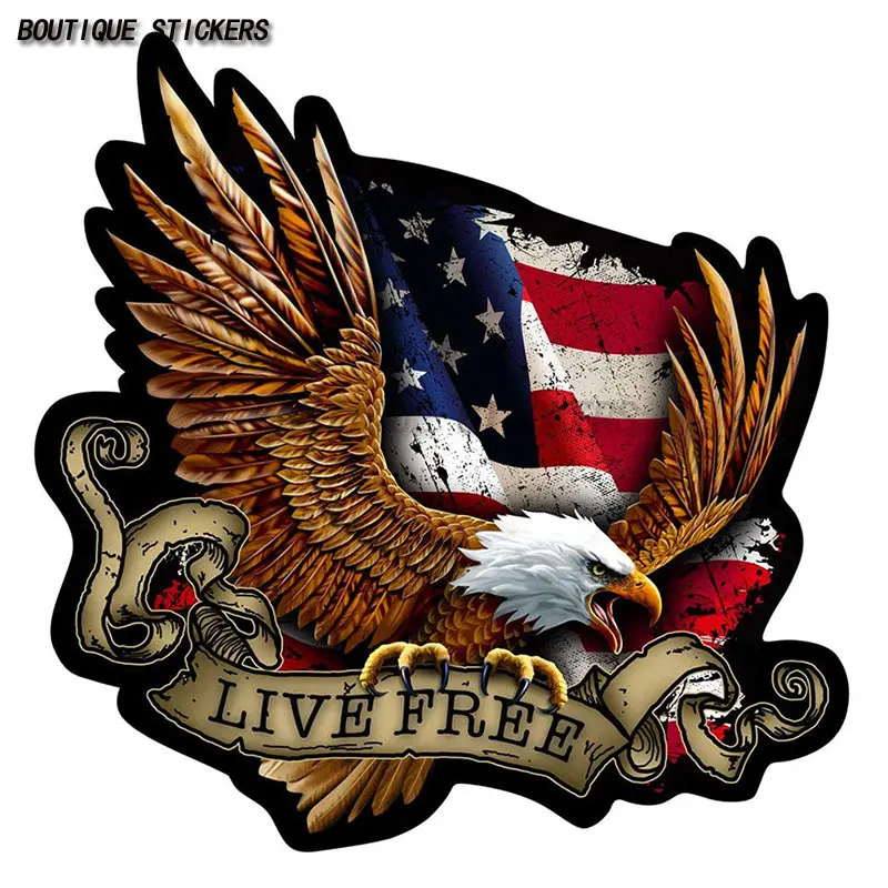

Funny American Flag Bald Eagle Live Free Car Stickers Automobiles Motorcycles Exterior Accessories Surfboard Camper Vinyl Decals