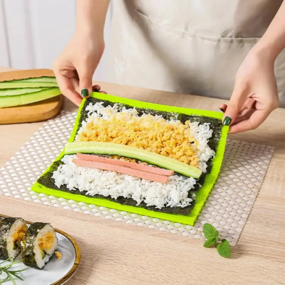 Stuoie Del Rullo Del Sushi Del Silicone Del Materiale Del Commestibile Hangable Riutilizzabile Cake Roll Pad Square Professional Sushi Maker Roller Ri