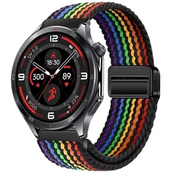 Braided Sport Nylon Strap, 22mm - Durable & Stylish Watchband Bracelet - OnePlus Watch 4 (Black rainbow)