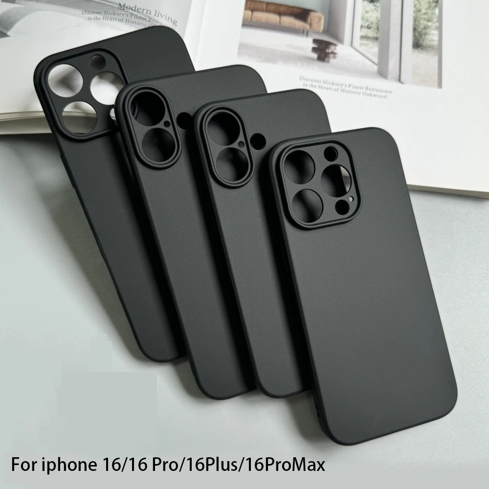 Luxury Silicone Matte Black Phone Case - Elegant Back Cover