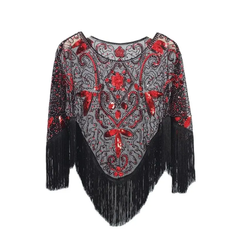 Summer Shirt Maternity Tops Plus Size Irregular Hollow Out Maternity Capes Mesh Tassel Patchwork Sequins Tops Pregnant Woman Photography Shirts Shawl Blouse
