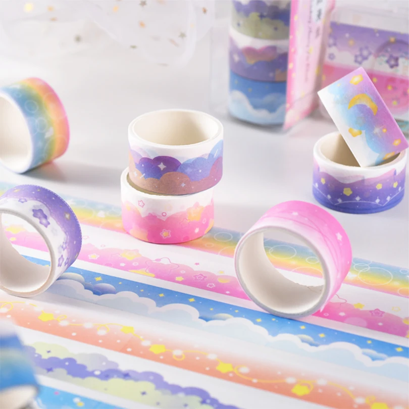 4Pcs Clouds Washi Tape Korean Stationery Masking Tape Cinta Adhesiva Decorativa Landscaping Scrapbooking Supplies Washi Tapes 5