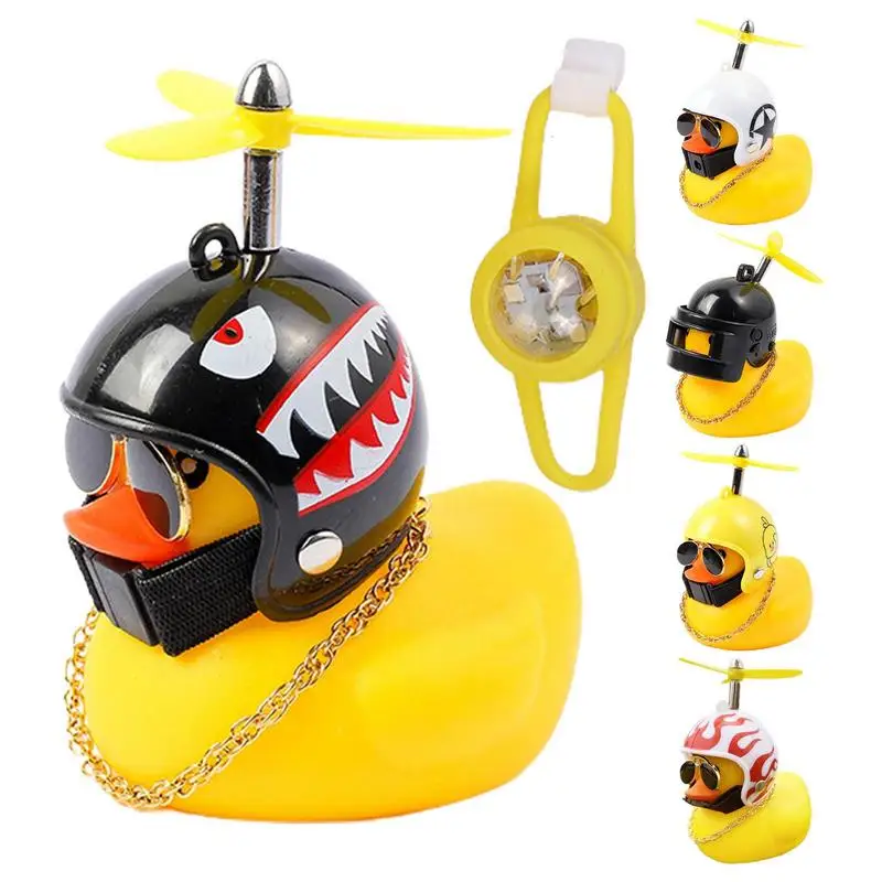 

Car Rubber Duck Toy Ornaments Auto Wind Helmet Yellow Duck Figurine Vehicles Dashboard Duck Gadgets Automobiles Accessories