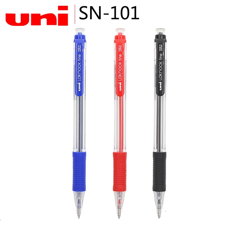 Japan Uni Uni-ball SN-101 Laknock Fine Retractable Ballpoint pen 0.7mm Black/Blue/Red for School Office Supplies
