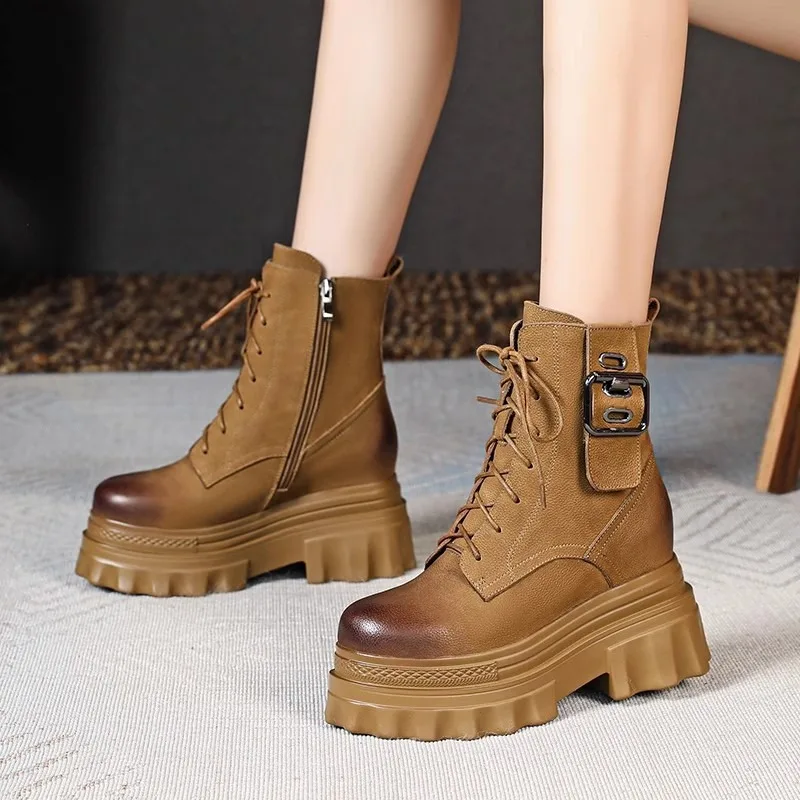 

Ladies Shoes 2023 High Quality Cross-tied Women's Boots Fashion Side Zipp Casual Boots Women New Belt Buckle Ankle Boots Zapatos