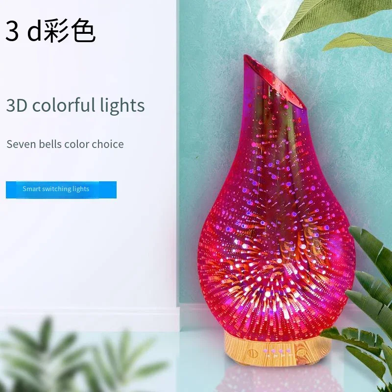 3D Glass Ultrasonic Cold Mist Air Humidifier Household Baby Portable Seven Color Night Light Essential Oil Aromatherapy Machine 6