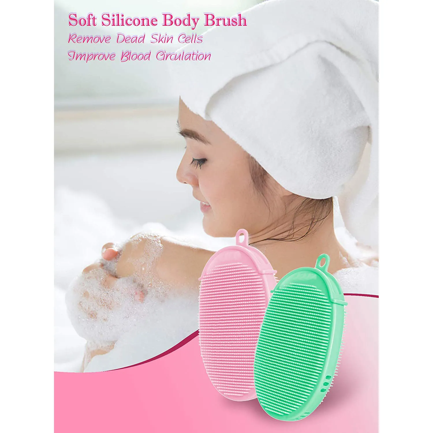 2-Pack Glove-Shaped Body Brush for Wet and Dry Brushing, Silicone Bath Brush for Gentle Exfoliating on Softer, Glowing Skin