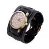 Relogio Masculi Retro Big Wide Genuine Leather Strap Watch Men Punk  Quartz Cuff Watch Wristwatches Bracelet Unusual Wrist Watch 2