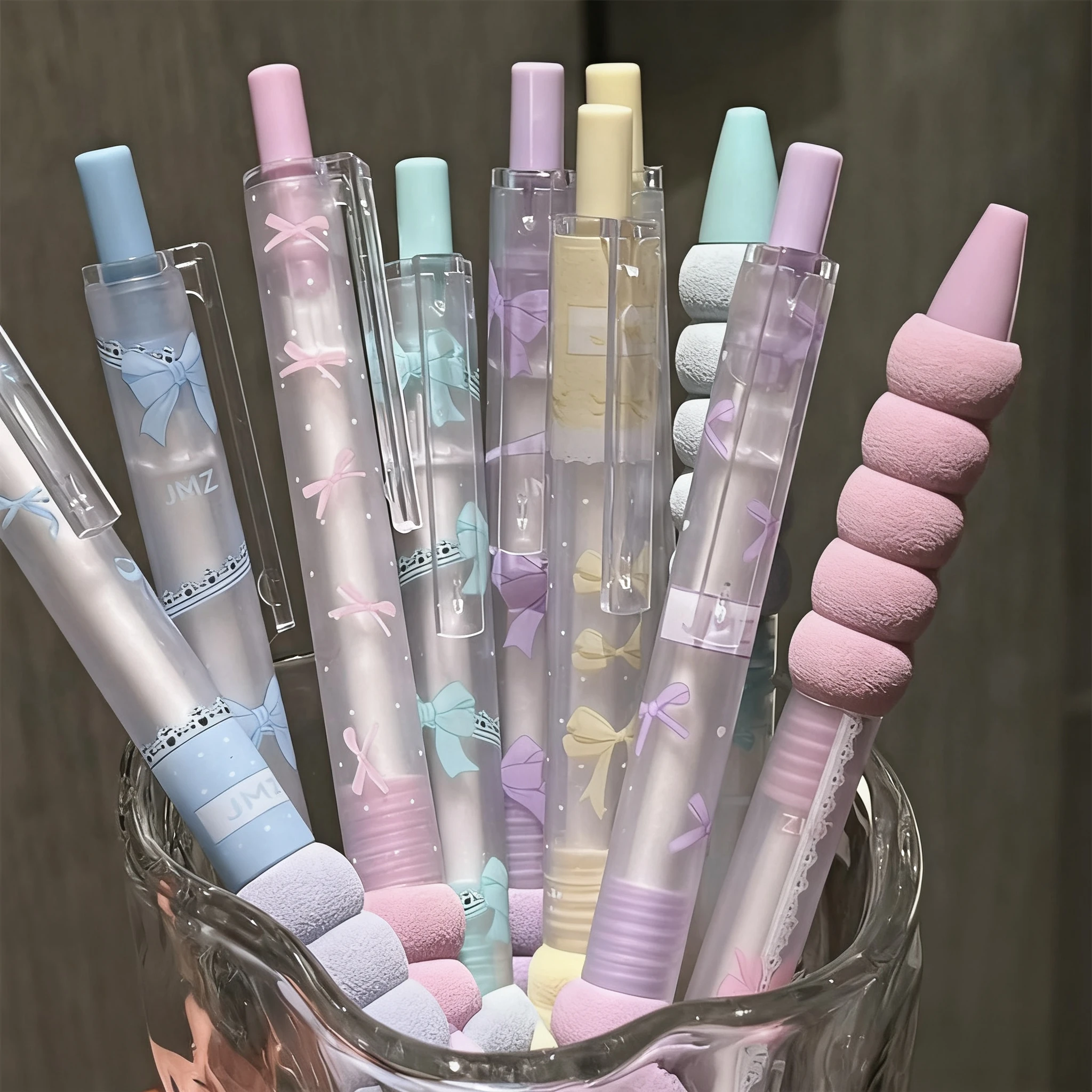 Set of 4 Kawaii Bowknot Retractable Gel Pens - Black Ink, 0.5mm, Smooth Writing Office & School Stationery Supplies