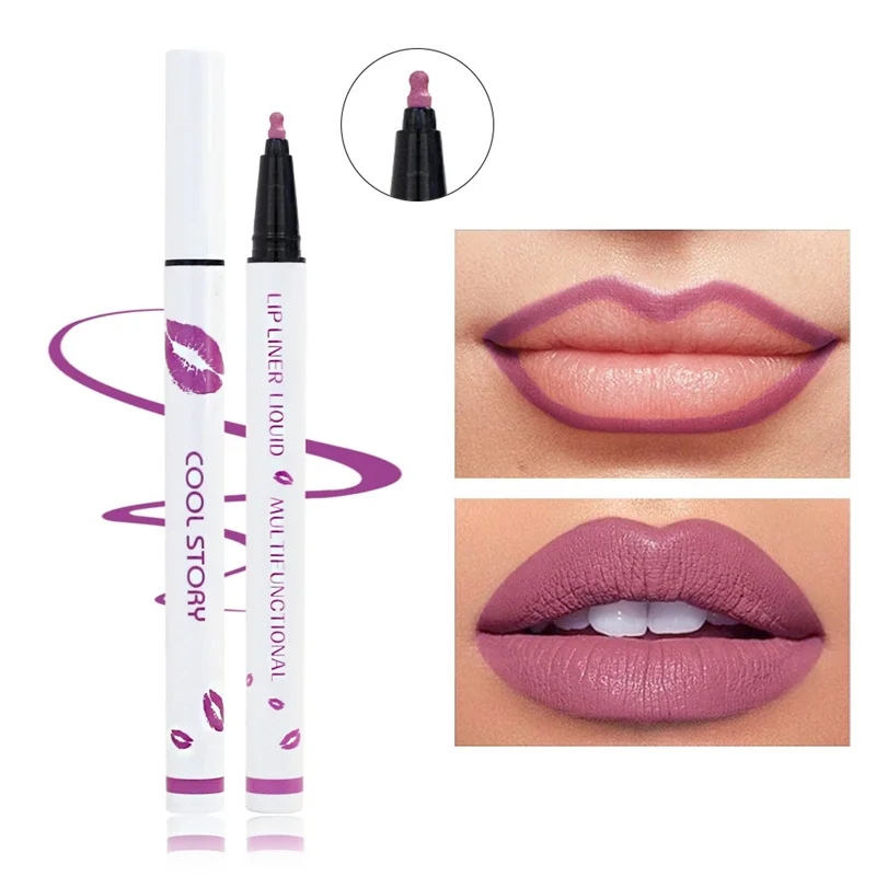 Liquid Lipliner Pencil Long Lasting Lips Cosmetic Tool Matte Soft Lip Liner Stick Quick Drying Smudge Proof Natural Lipstick Pen 6
