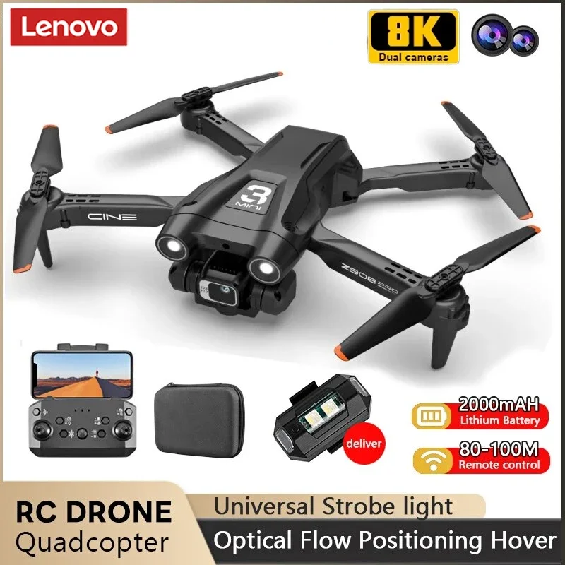 Lenovo Z908 Pro Drone 8K Rc Drone Toy 2.4G Wifi Mini Drone Professionale Evitamento Ostacoli Elicottero Telecomando Quadcopter