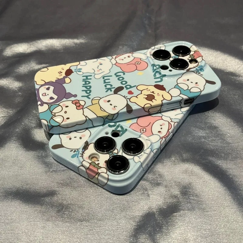

Sanrio Cinnamoroll Pompompurin Hello Kitty Kawaii Anime Mobile Phone Case Lovely Apple Cover Suit iphone14 13Promax Toys Kids