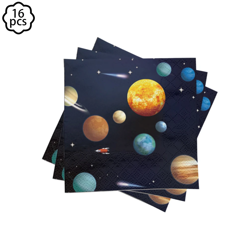 Universelle Planeten-Weltraum-Party-Set: Becher, Servietten, Teller, Tischdecke, Weltraum-Partybanner für Jungen, Dekorationsbanner für Geburtstage im Weltraum-Thema – Detail 5