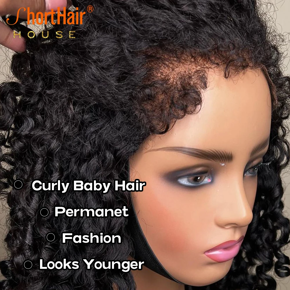 New Fashion Deep Curly Lace Front Human Hair Wigs With Curly Baby Hair Brazilian Short Bob Wigs 250% Bouncy Hairline