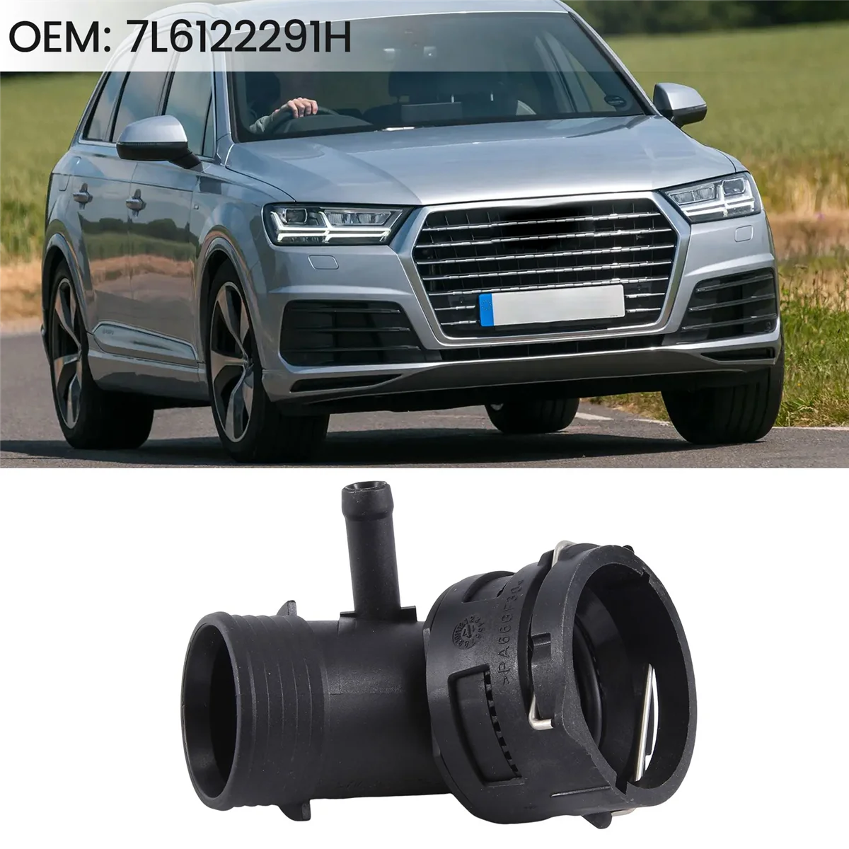Car Cooling Water Hose Connector Upper Pipe Radiator Adapter Audi Q7 VW Touareg 7L TDI 7L6122291H