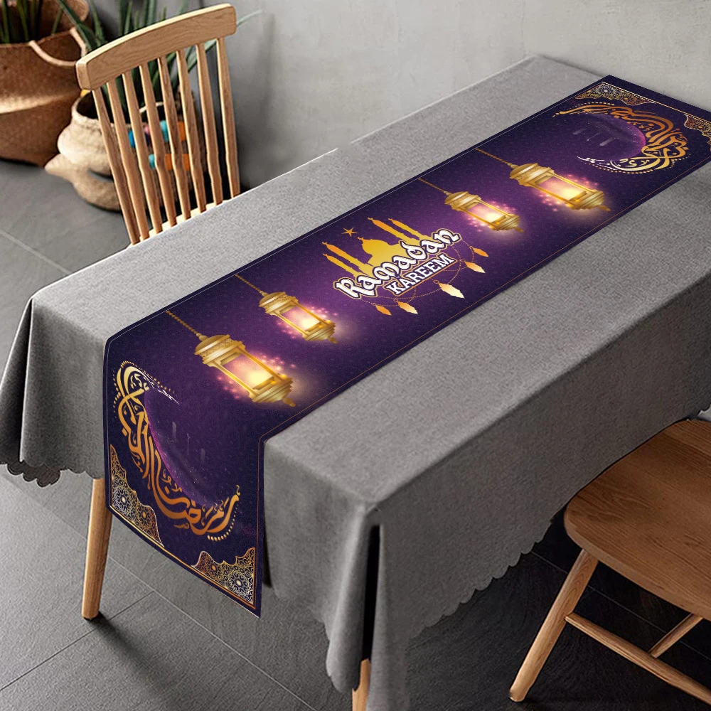 Ramadan Kareem Table Runners Eid Mubarak Moon Star Tablecloths Ramadan 2026 Eid Party Table Decorations Islamic Muslim Party