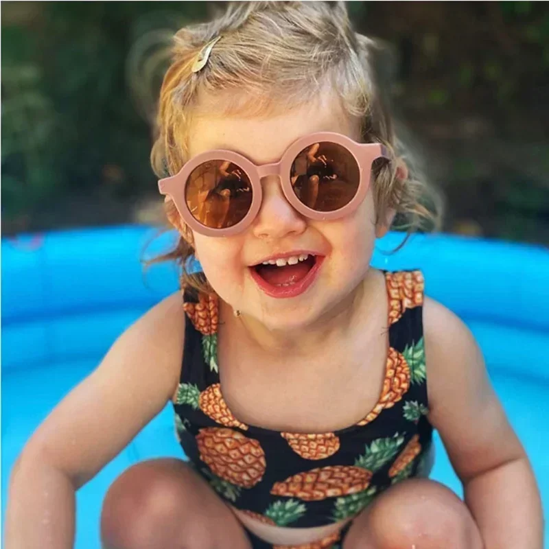 Kids retro round cartoon boy & girl sunglasses vintage baby toddler colorful shades UV goggles