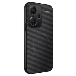 Carbon Fiber Magnetic Wireless Charging Shockproof Phone Case for Redmi A5 4G (Black)