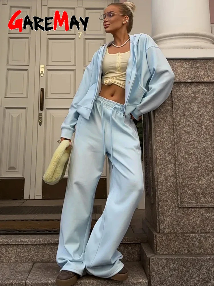 Beautiful Women's Tracksuits with A Zipper and A Hood Trousers Pink Two Piece Set Women Blue Classic Pant Sports Suit for Spring 2
