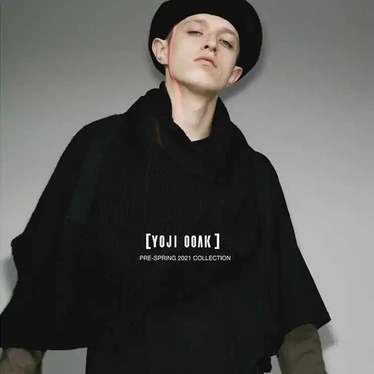 YOJI OOAK WOOl knitted wool black hat by Japanese designer fashion men's beret