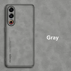 Luxury PU Leather Shockproof Phone Case with Matte Silicone Back Cover and Full Protection for Meizu 21 Pro (Gray)