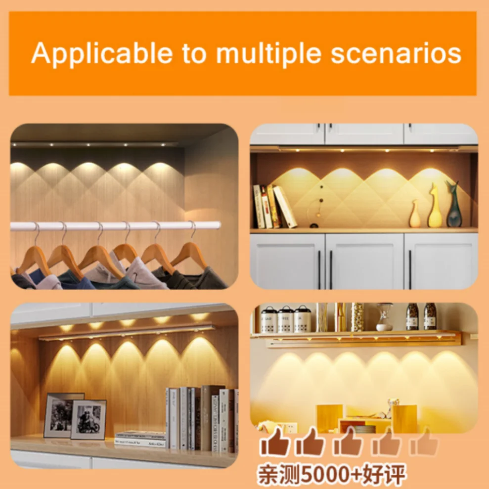 LED Night Light LED Cabinet Light LED Motion Sensor Light Cabinet Lights Motion Sensor Light 20cm/30cm/60cm Aluminum USB Rechargeable For Kitchen Wardrobe Cabinet Lighting