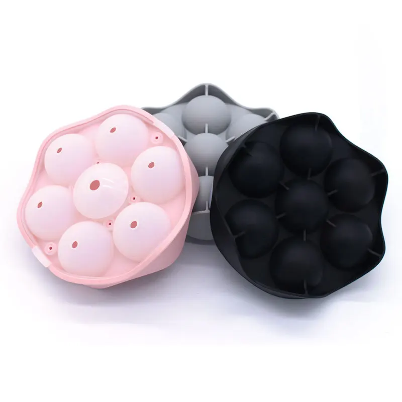 Round Silicone Ice Cube Mold Ball Maker Customized Whisky Reusable Trays  Bpa Free Ice Mould With Removable Lids Mold Ball