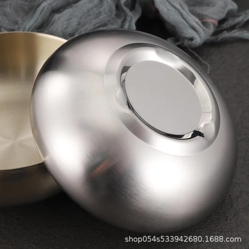 Korean Stainless Steel Rice Bowl Barbecue Shop Commercial Double-layer Insulated Soup Bowl Double-layer Set