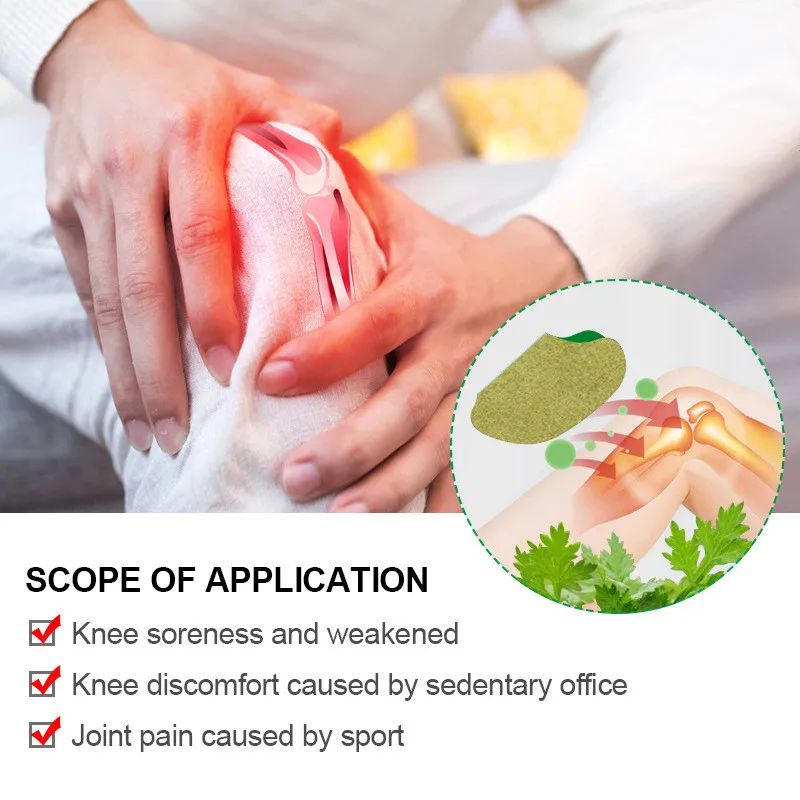 12Pcs Wormwood Extract Knee Ache Pain Relieving Sticker Rheumatoid Arthritis Pain Patch Self-heating Warm Moxibustion Sticker