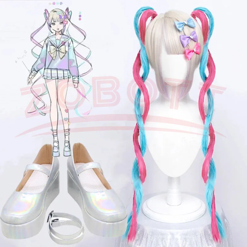 

Game NEEDY GIRL OVERDOSE OMG Kawaii Angel-chan Cosplay Shoes KAngel Wig Heat Resistant Party Anime Role Play Wigs+Wig Cap