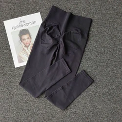 High Waist Seamless Quick-Dry Yoga Leggings with Scrunch Butt Design - M (Black)