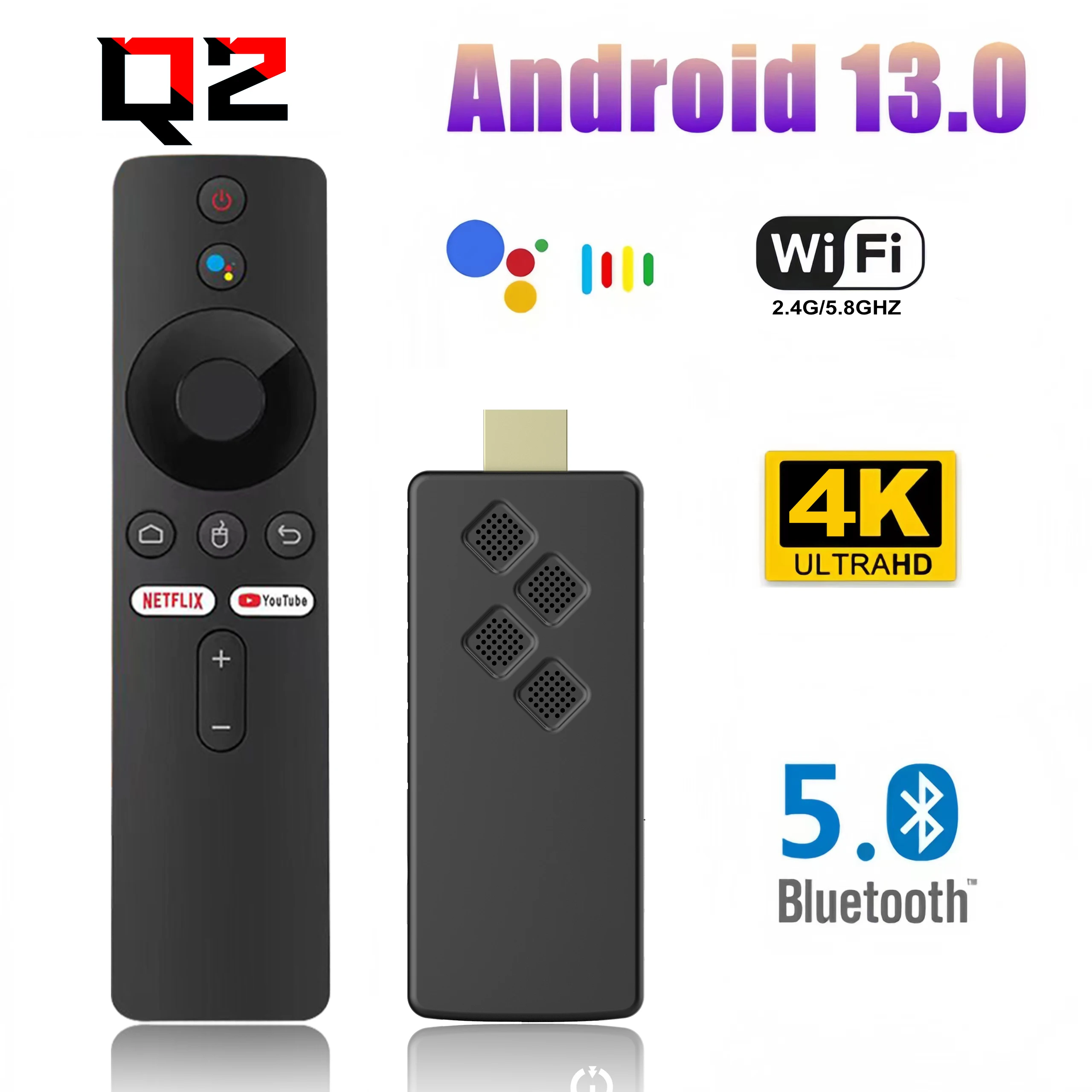 TV Stick Q2 Android13 AllwinnerH313 Quad Core Multi Language 4K HDR BT5.0 Portable Home Theater Streaming Media 2GB16GB