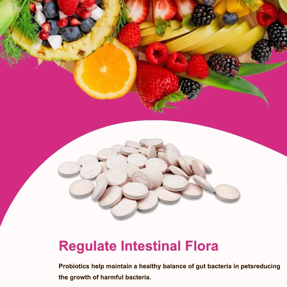 180 Tablets Pet Digestive Health Probiotic Supplements for Cats and Dogs-Regulate Intestinal Flora to Boost Immunity