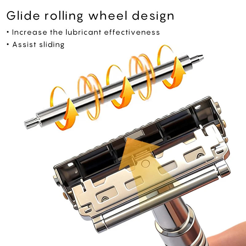 Whityle 22T Sicherheitsrasierer der zweiten Generation mit fortschrittlichem Doppelrasiersystem für Männer mit Gleitrollen-Rasierkopf im M5-Design – Detail 4