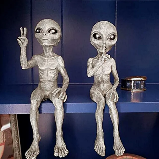 Estatuilla de resina para decoración del hogar, adornos de Alien espacial para exteriores, miniaturas para jardín, regalo - Imagen 4