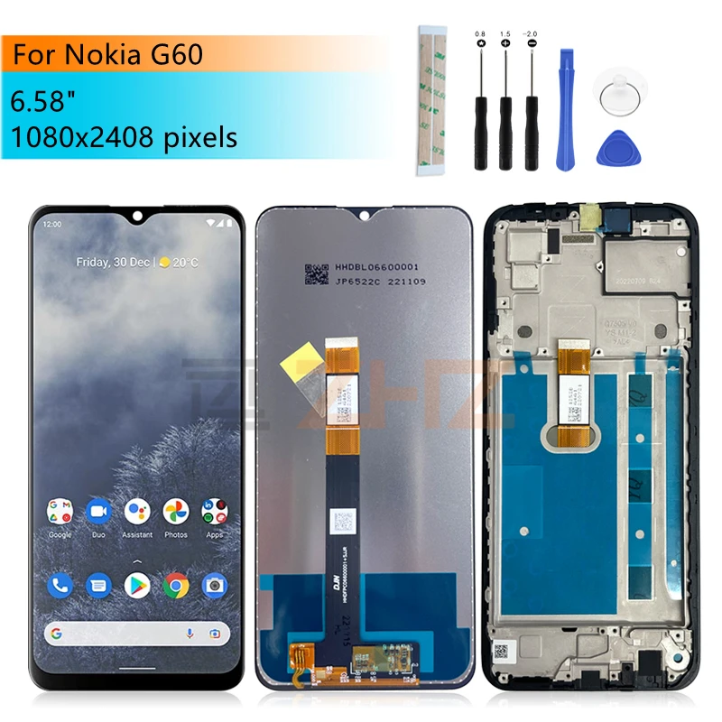 

ЖК-дисплей для Nokia G60 с сенсорным экраном и дигитайзером в сборе, дисплей с рамкой, запасные части 6,58 дюйма