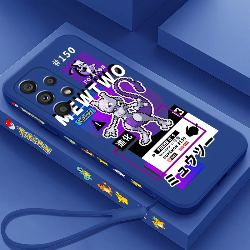 Pokemon Mewtwo Gengar Lucario Liquid Left Rope Per Samsung Note 20 10 A54 A31 A14 A03 A22 A34 A04 A24 Ultra Plus 5G Soft