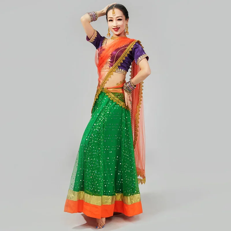 Bollywood Dance Performance Costume Group Annual Meeting Large Performance Costume Slim Fit Swing Lengha Indian Dance Dress