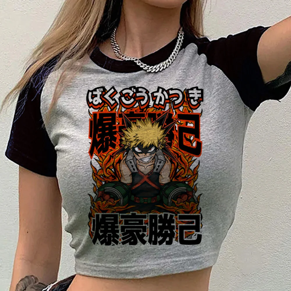 Bakugo Katsuki Crop-Top Shoujo 2000er Meme Baddie Goth lustiges T-Shirt Anime Cutecore Gyaru Goth süß – Detail 11