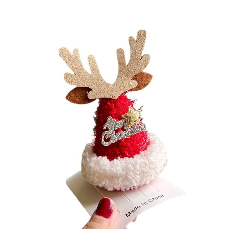 Mini Cute Sparkling Santa Claus Hat Christmas Hair Clips Xmas Party Gift For Adults And Kids New Year Headwear Hair Accessories