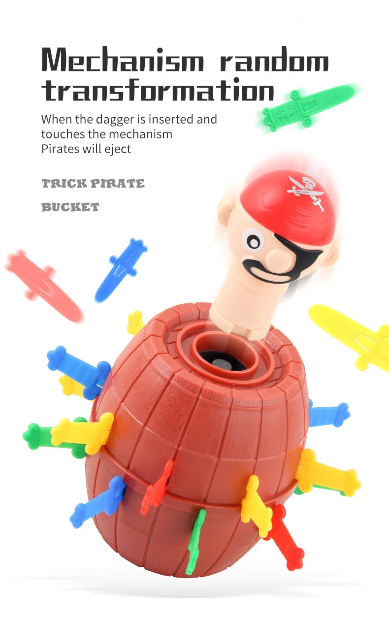Mini neue lustige Piraten fass Spielzeug Glücks spiel springen Piraten Eimer Schwert Stich Pop-up knifflige Spielzeug Familie Witze für Kind Kind Geschenk – Detail 7