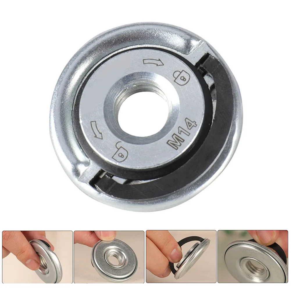 M14 Angle Grinder Nuts Self-locking Labor Saving Resistant Steel For Quick Release Flange Nut Power Chuck Tools m14 thread angle grinder inner outer flange nut set 14mm spindle thread grinder replacement accessories inner outer flange nuts